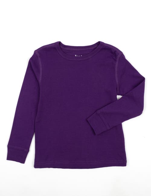 Leveret Kids Long Sleeve T-shirt, 100% Cotton, Solid Colors In Purple