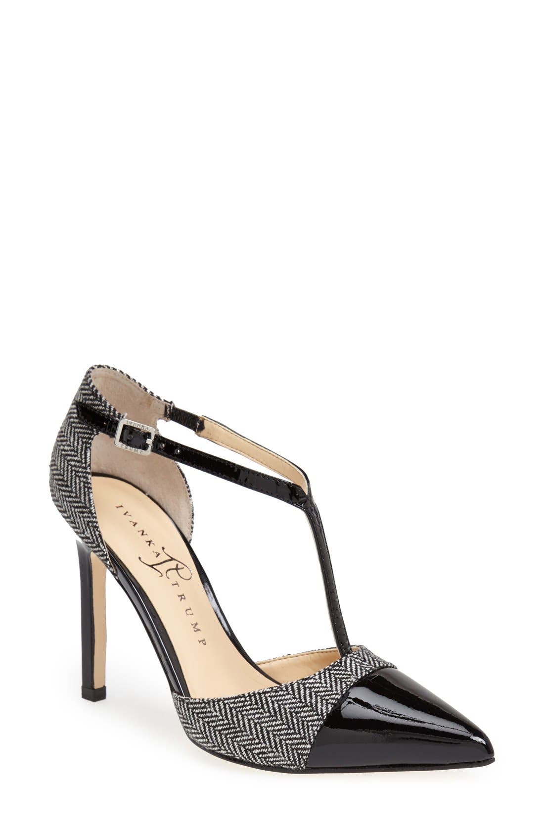 Ivanka Trump 'Camela' T-Strap Pointy Cap Toe Pump, Main, color, 