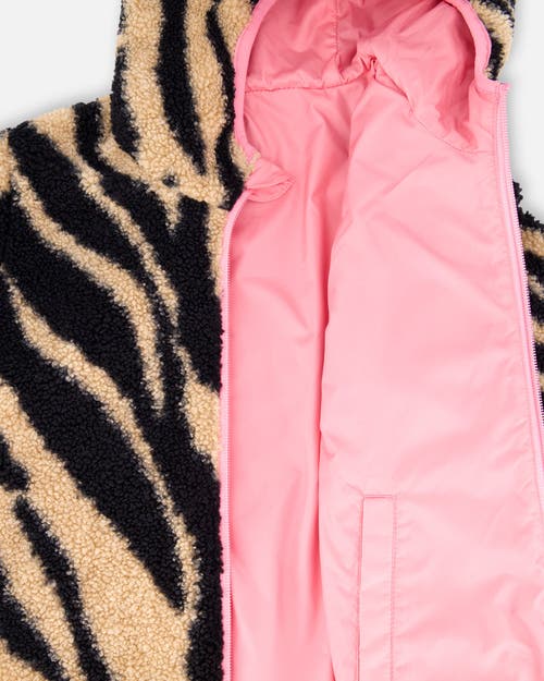 Deux Par Deux Reversible Mid-season Jacket Zebra In Neutral