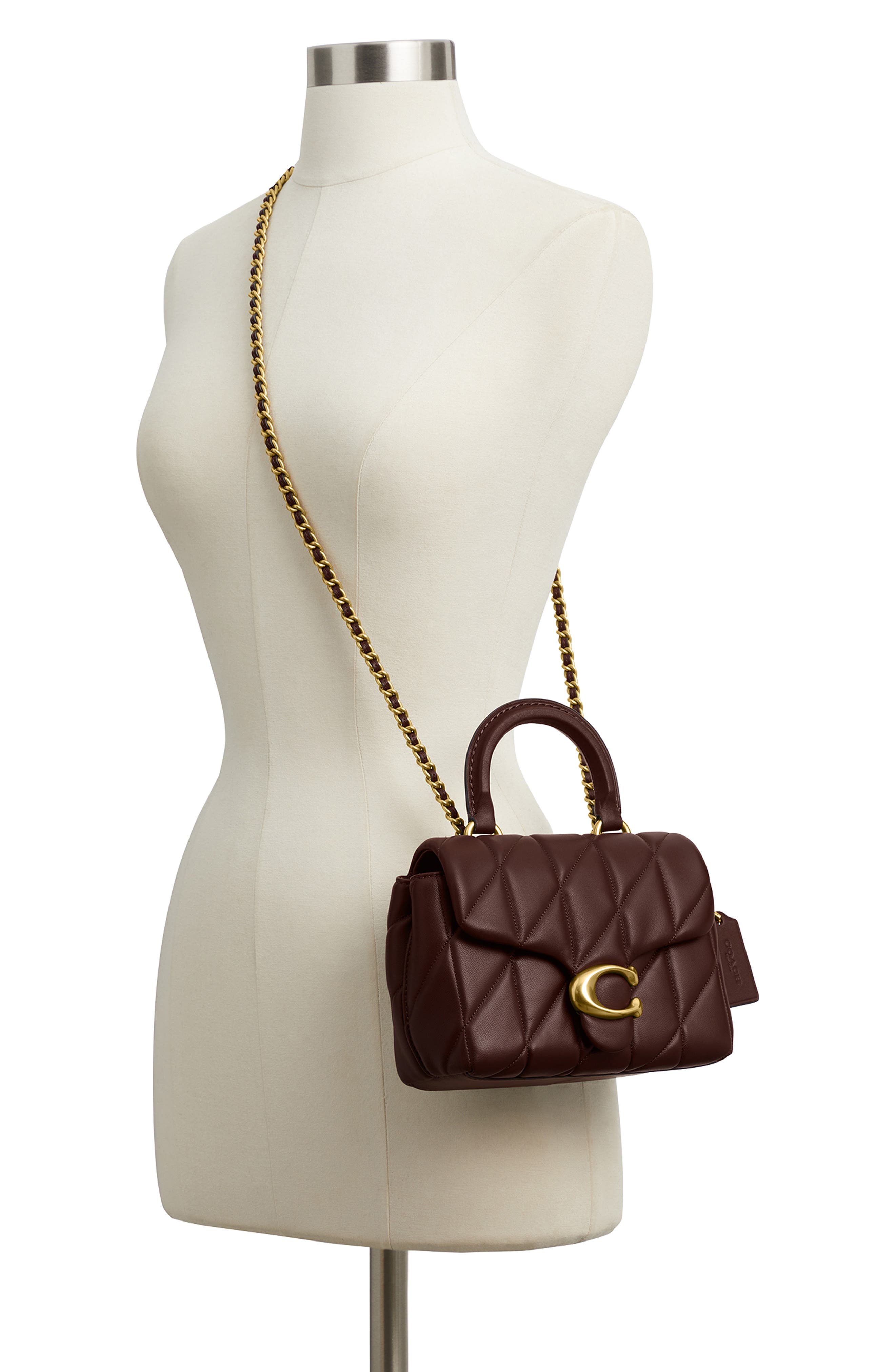COACH Tabby Quilted Leather Convertible Top Handle Bag, Alternate, color, Maple