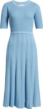 Elie Tahari The Vesper Mixed Stitch Midi Sweater Dress