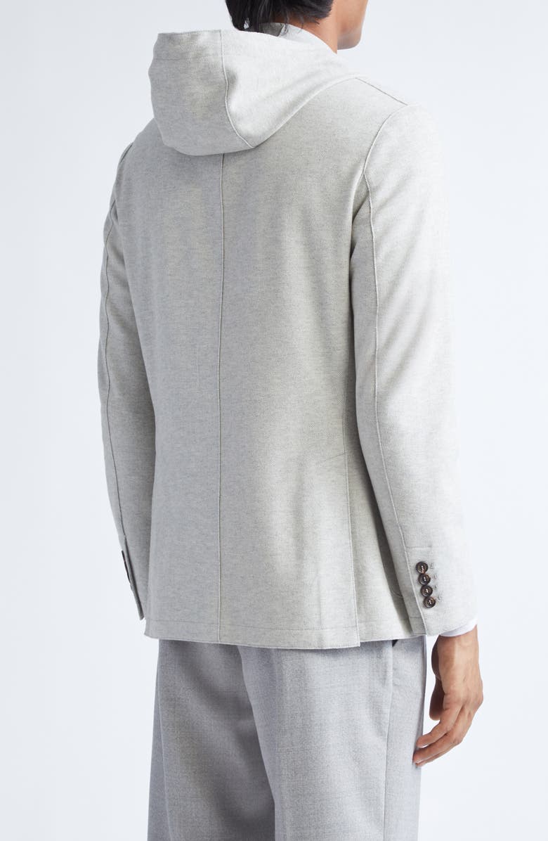 Eleventy Single Breasted Herringbone Sport Coat with Removable Hooded Bib, Alternate, color, 13 Light Gray Melang