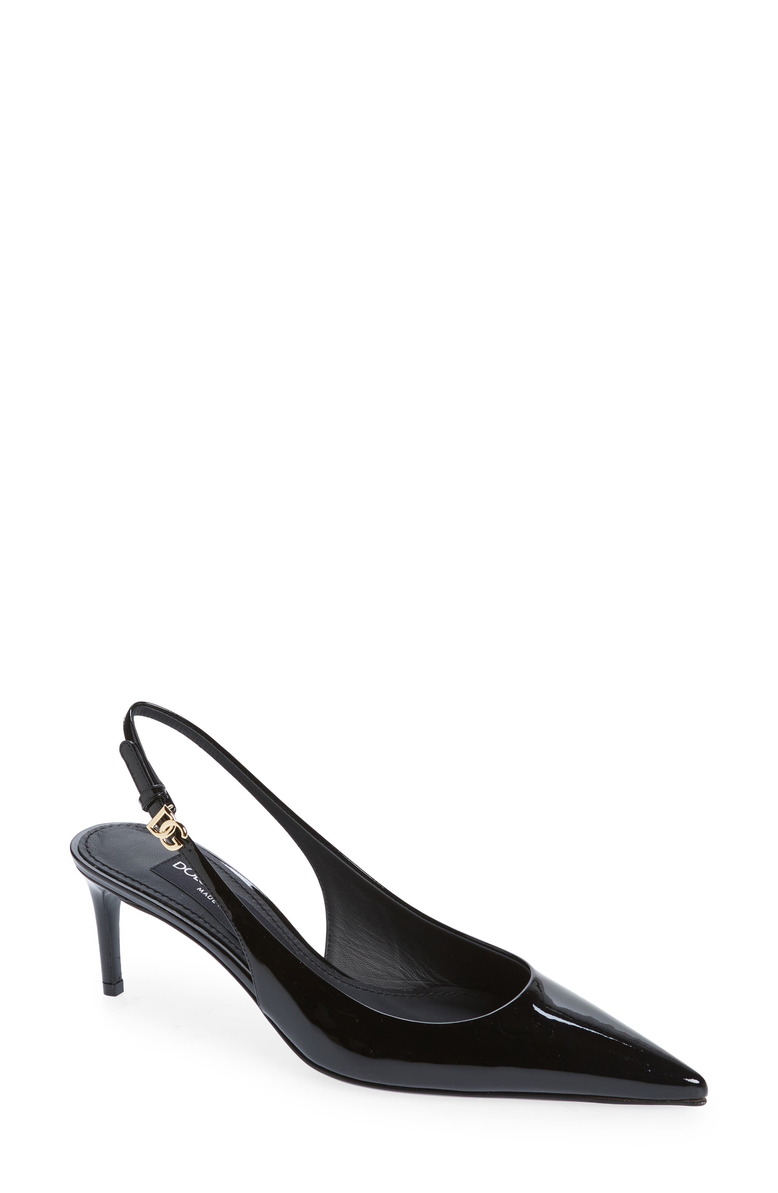 Dolce&Gabbana Lollo Patent Leather Slingback Pump, Main, color, Black
