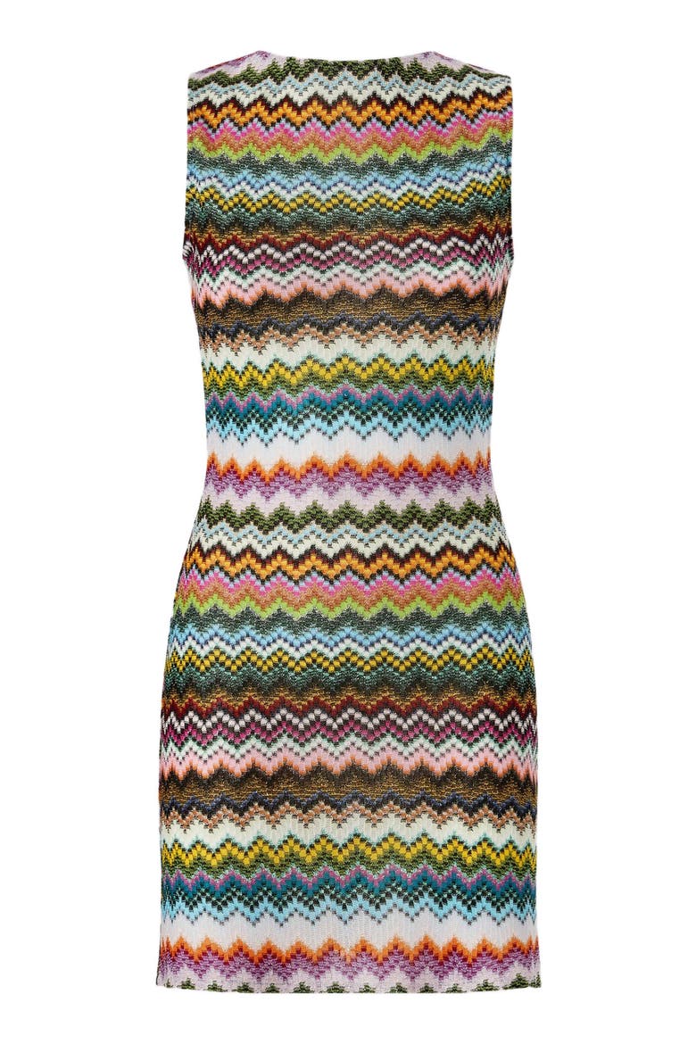 Short Cover-up In Lamé Viscose With Pixel-effect Zigzag Motif, Alternate, color, Black & Multicoloured