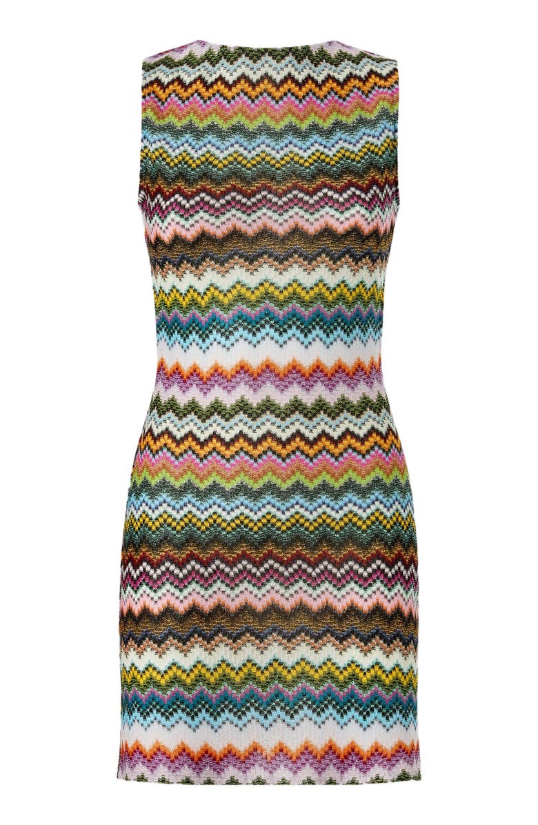 Missoni Short Cover-up In Lamé Viscose With Pixel-effect Zigzag Motif, Alternate, color, Black & Multicoloured