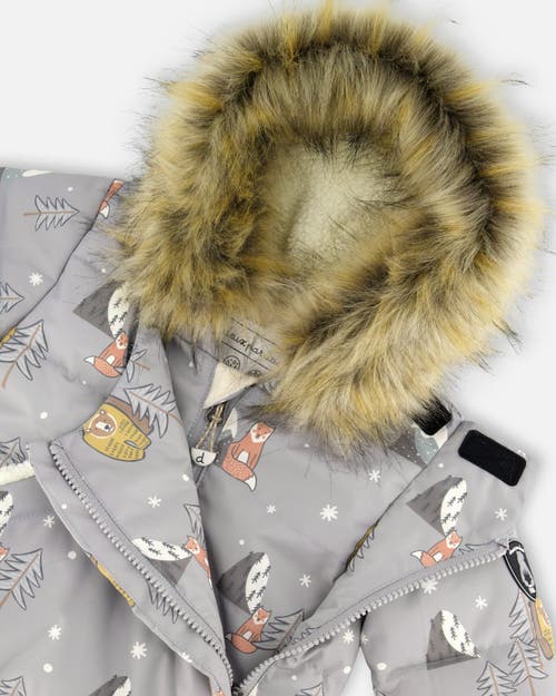 Deux Par Deux One-piece Snug Snowsuit Designed For Car Seat Bear In Multi