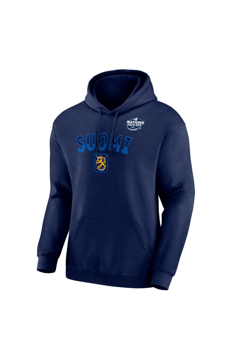 FANATICS Men's Fanatics Navy Finland 2025 4 Nations Face-Off Fleece Pullover Hoodie, Alternate, color, 