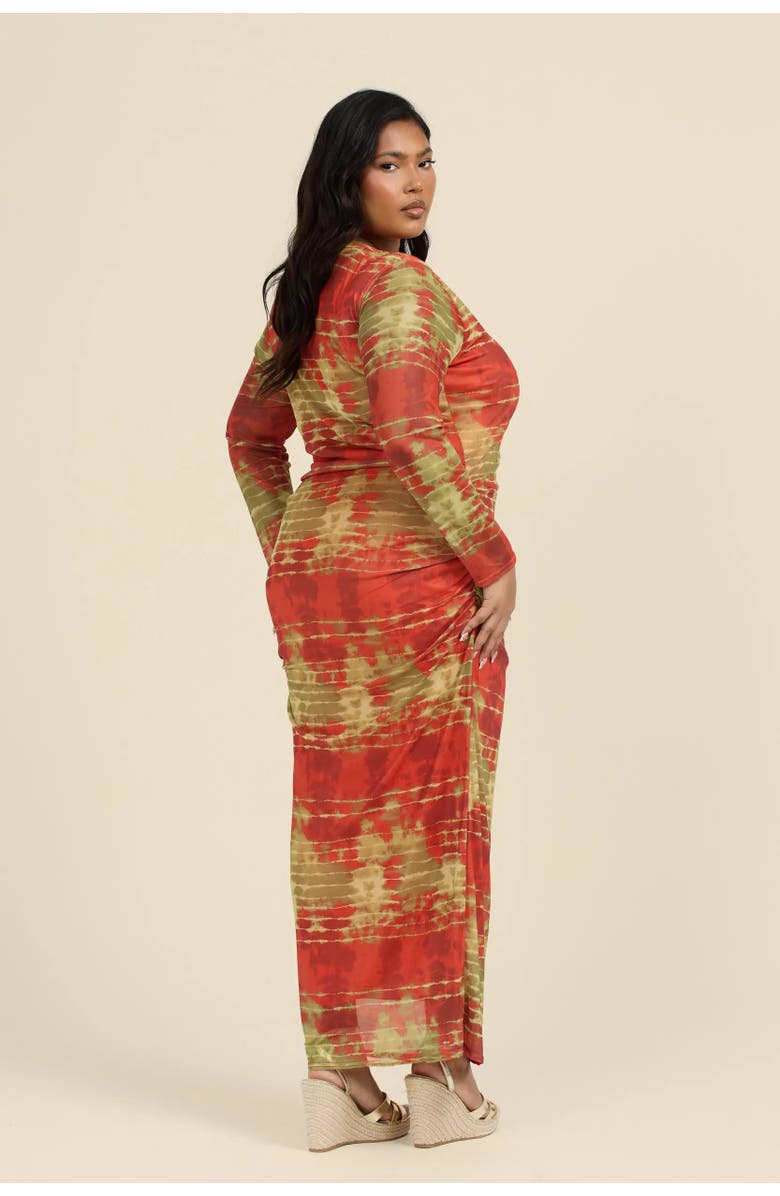 FASHION-SZN CURVE Plus Size Tye Dye Midi Dress, Alternate, color, Khaki Tye Dye