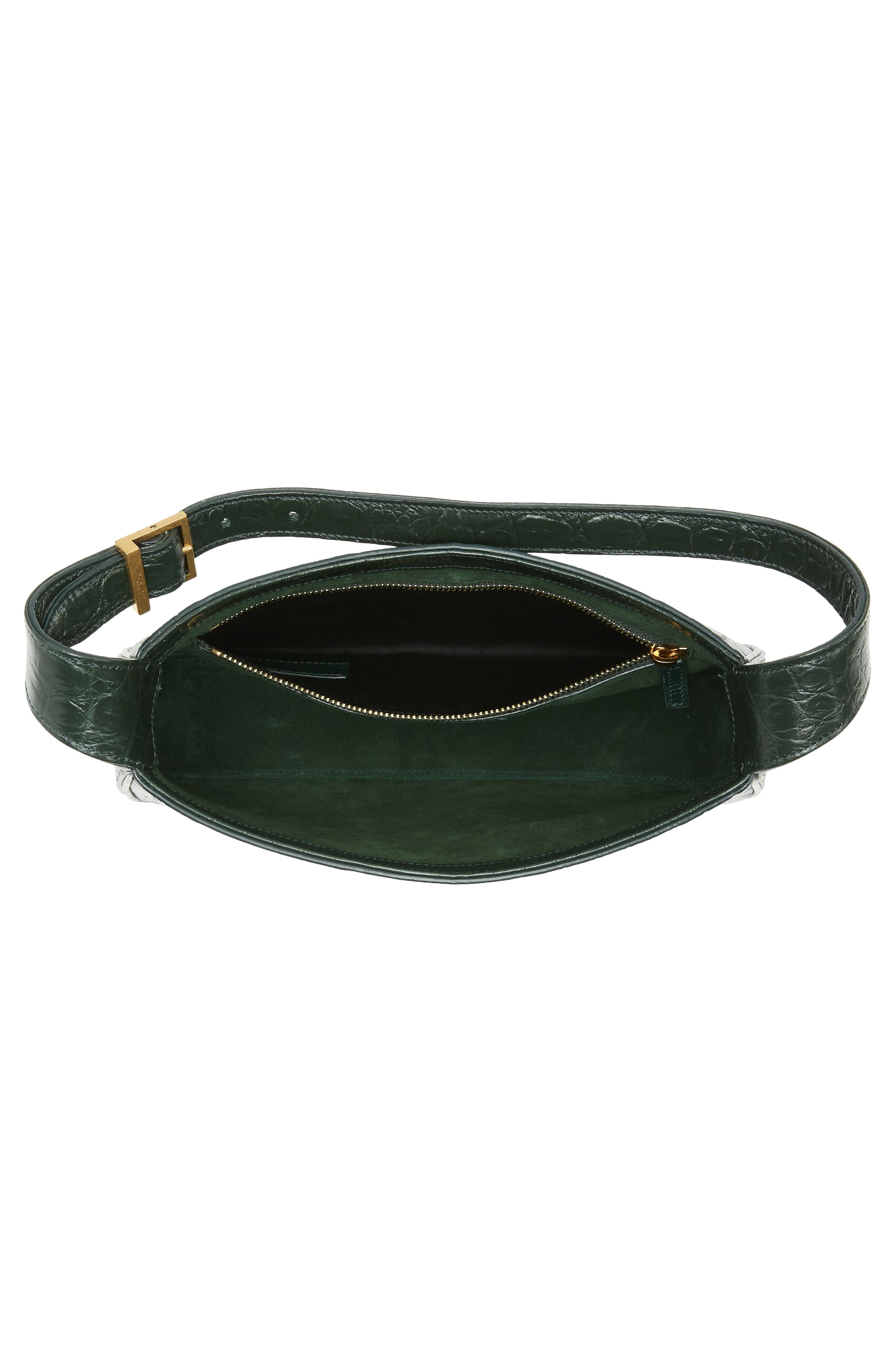 Saint Laurent Le 5 à 7 Croc Embossed Leather Hobo, Alternate, color, 