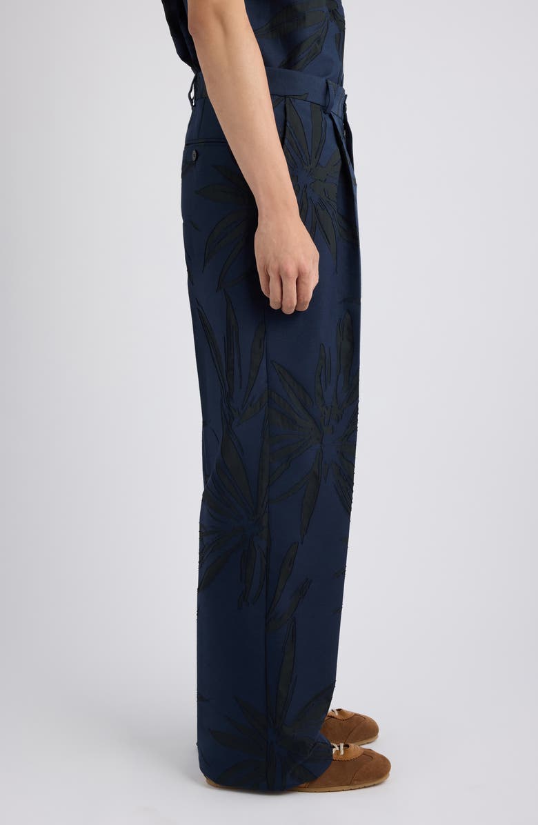 Dries Van Noten Penrud Cotton Blend Jacquard Pants, Alternate, color, Navy