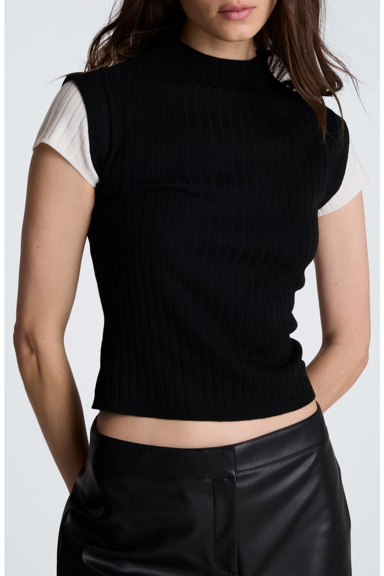 Mock Wide Rib Sweater, Main, color, BLACK/ OYSTER