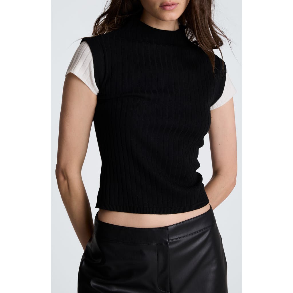 Kenneth Cole Mock Wide Rib Sweater in Black/oyster at Nordstrom, Size Medium