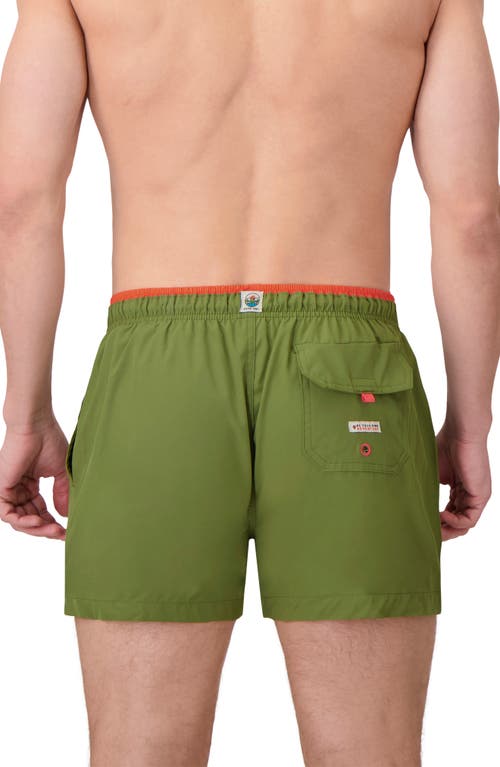 Sunset X Vine Contrast Trim Solid Swim Trunks