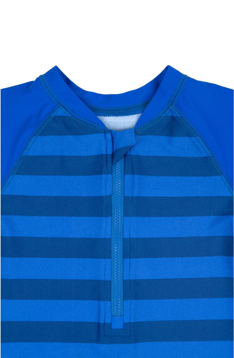 Leveret Baby One-Piece Rashguard, UPF 50+ Sun Protection Swimwear, Alternate, color, Striped Navy & Blue