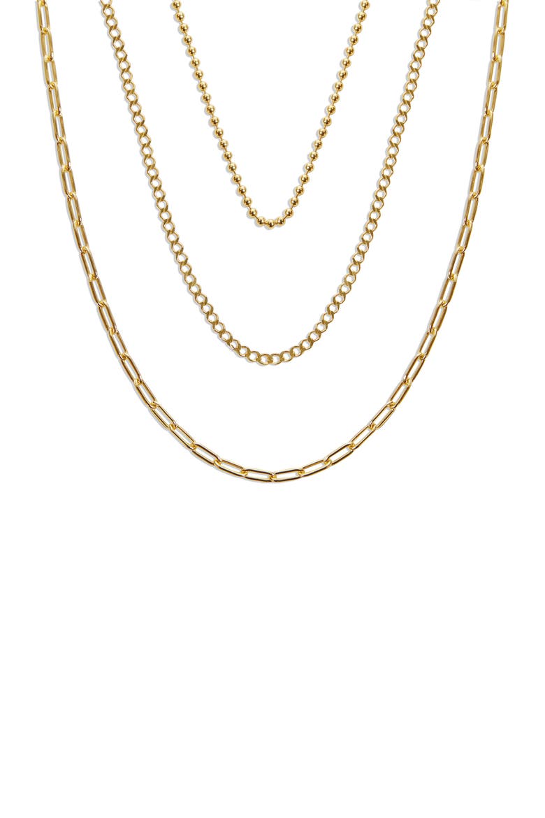 Triple Row Layered Chain Necklace, Main, color, GOLD