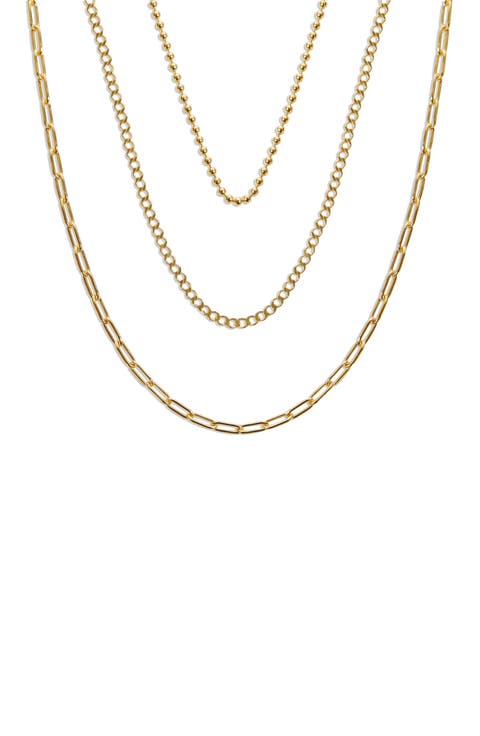 Triple Row Layered Chain Necklace