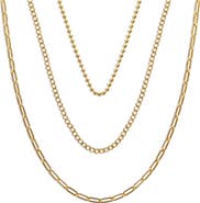 Argento Vivo Sterling Silver Triple Row Layered Chain Necklace