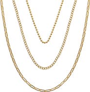Argento Vivo Sterling Silver Triple Row Layered Chain Necklace