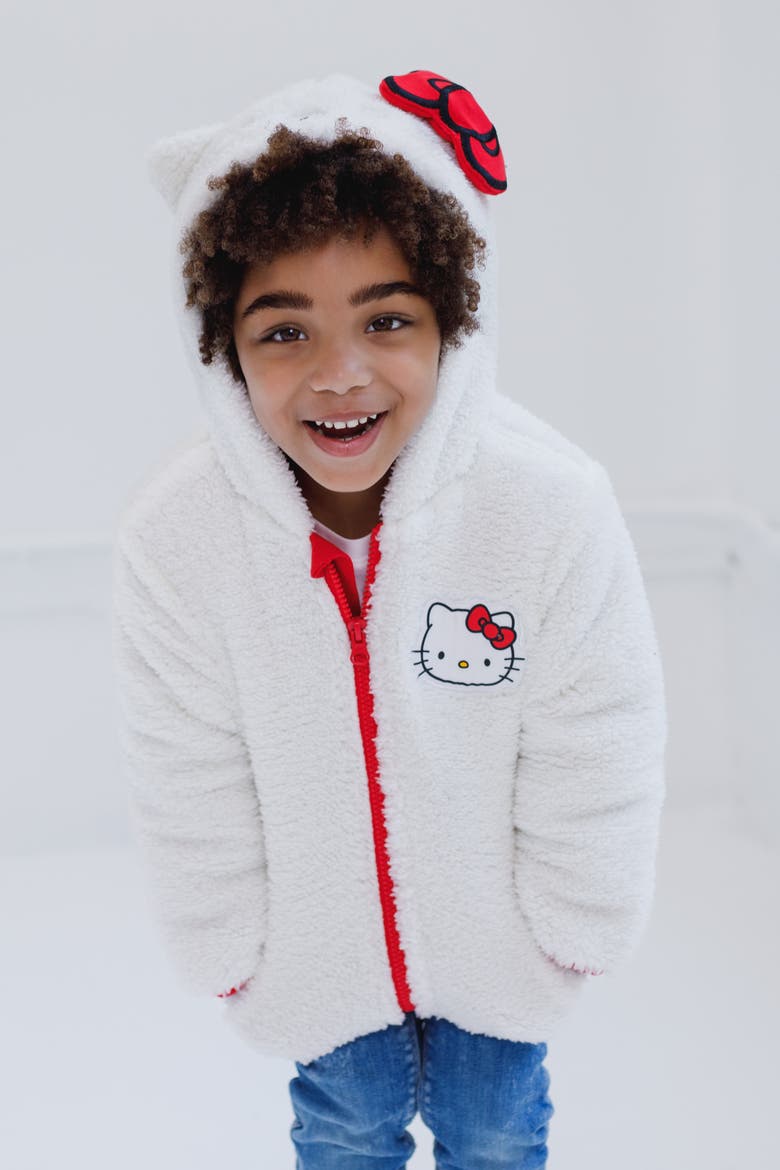 Hooded Fleece Jacket (toddler, Little Kid & Big Kid), Alternate, color, Hello Kitty White Red