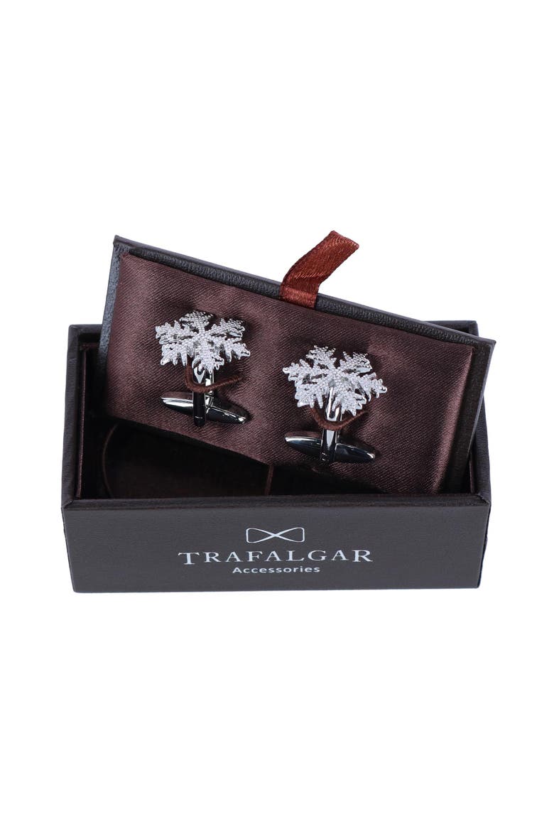 Let It Snow Snowflake Novelty Cufflinks, Alternate, color, Silver
