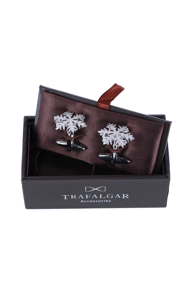 Trafalgar Let It Snow Snowflake Novelty Cufflinks, Alternate, color, Silver
