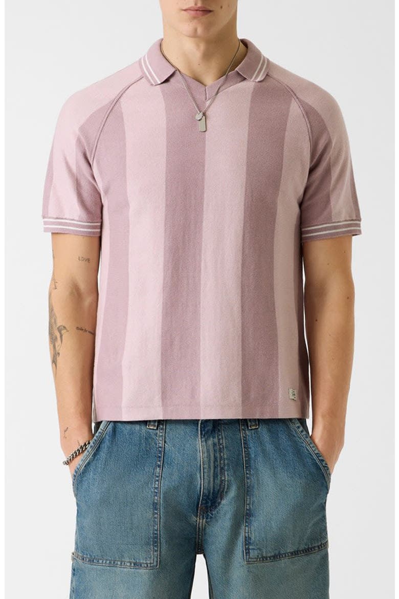 Stripe Polo Sweater, Main, color, LILAC