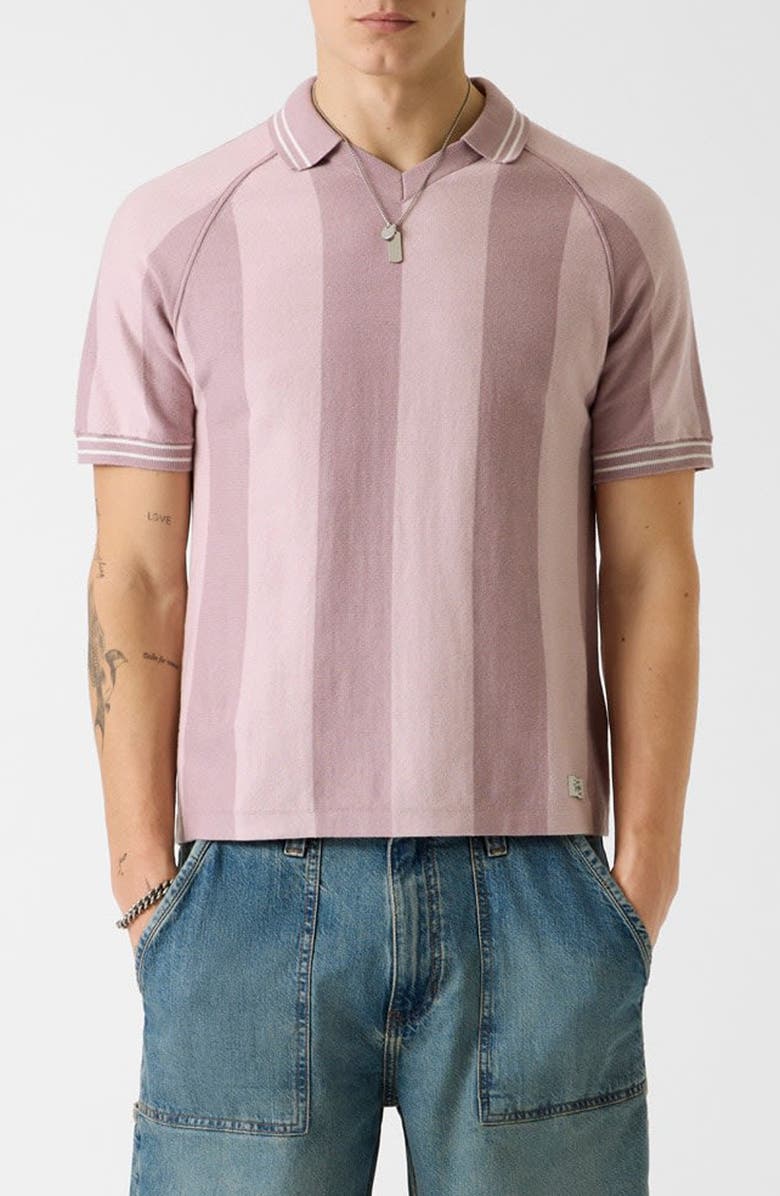 GUESS Stripe Polo Sweater, Main, color, Lilac