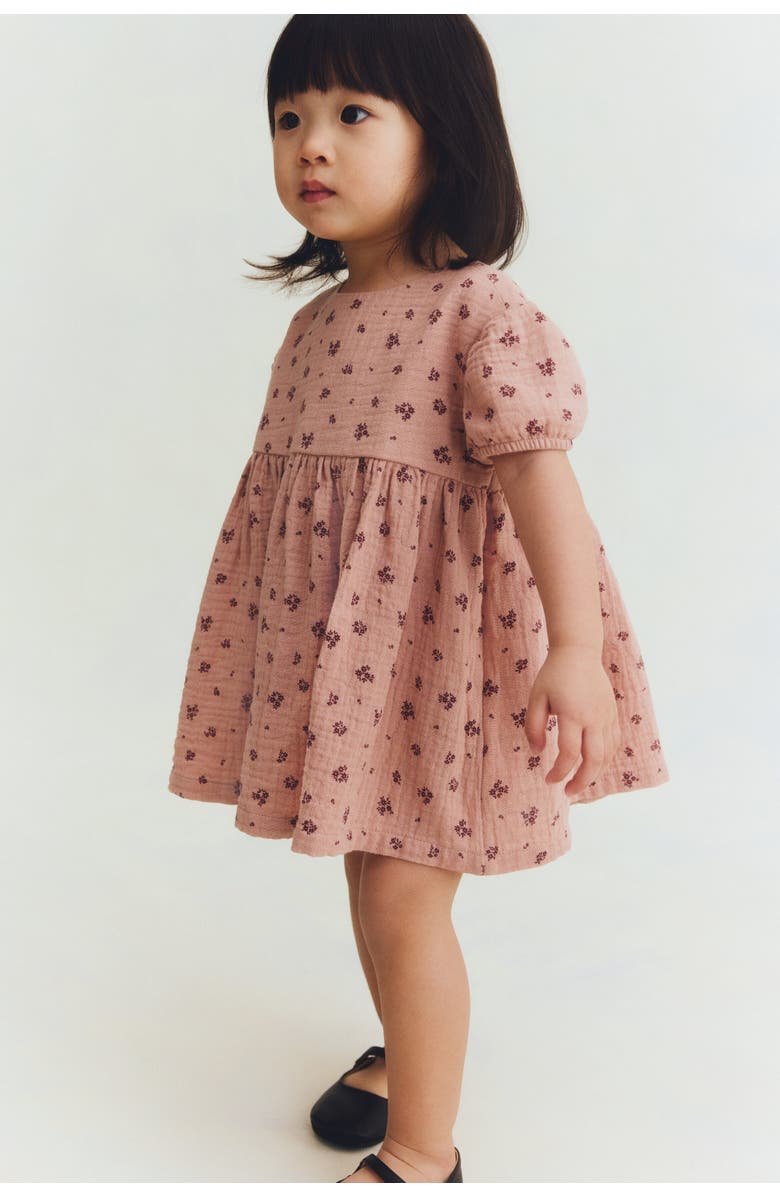 H&M Cotton Muslin Dress, Alternate, color, Dusty Pink/Floral