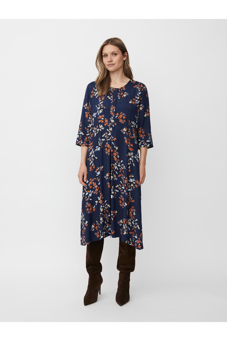 MaNymari Round Neck 3/4 Sleeve Dress, Main, color, Autumnal