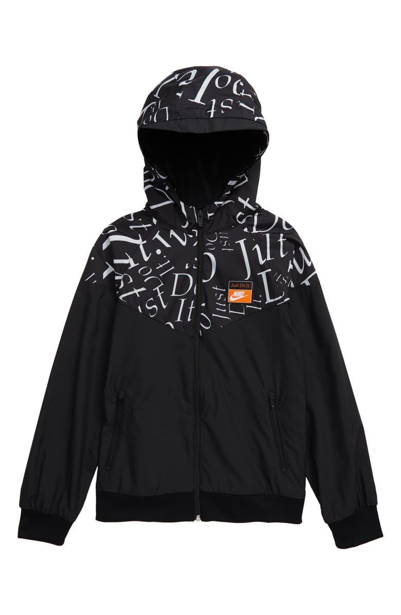 Nike Sportswear Just Do It Water Resistant Hooded Windrunner Jacket, Main, color, 