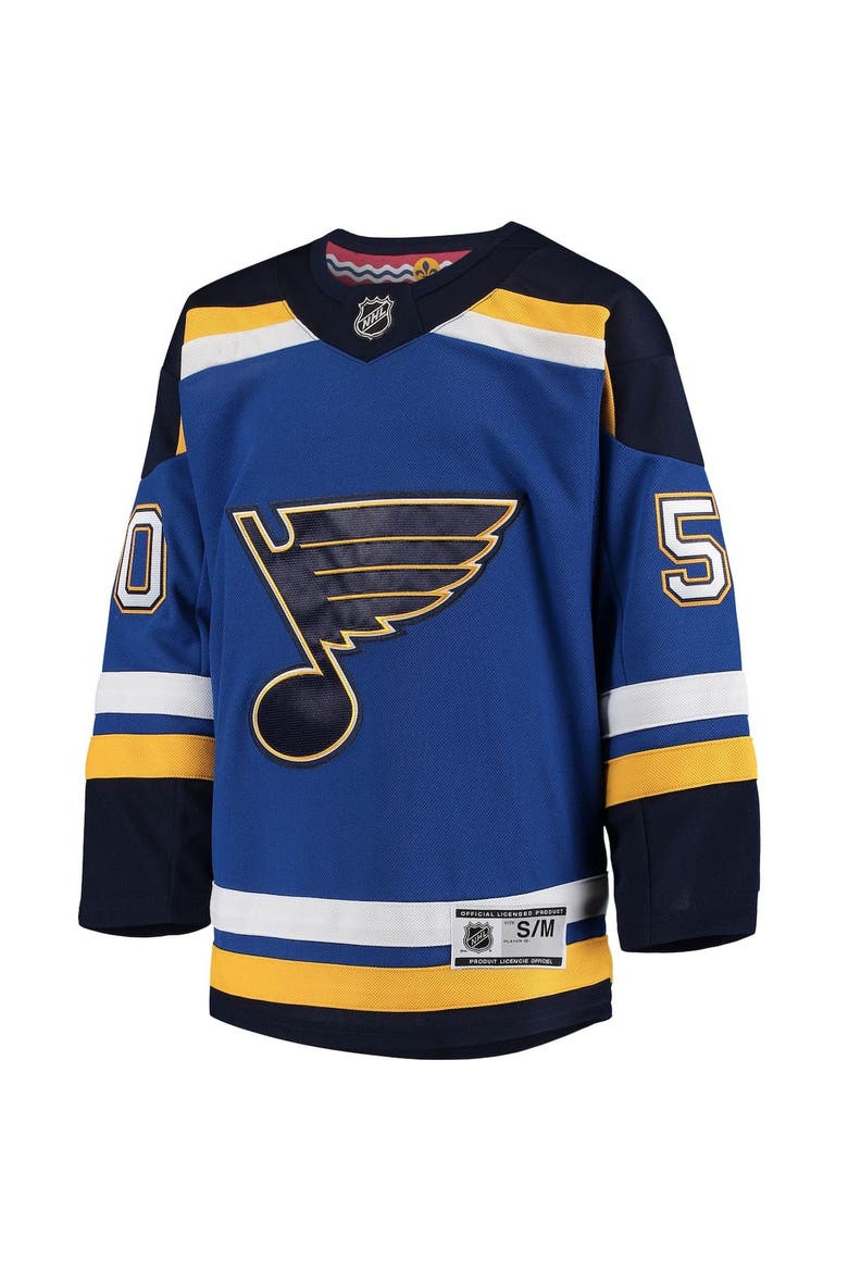 Youth Jordan Binnington Blue St. Louis Blues Home Premier Player Jersey, Alternate, color, Blue