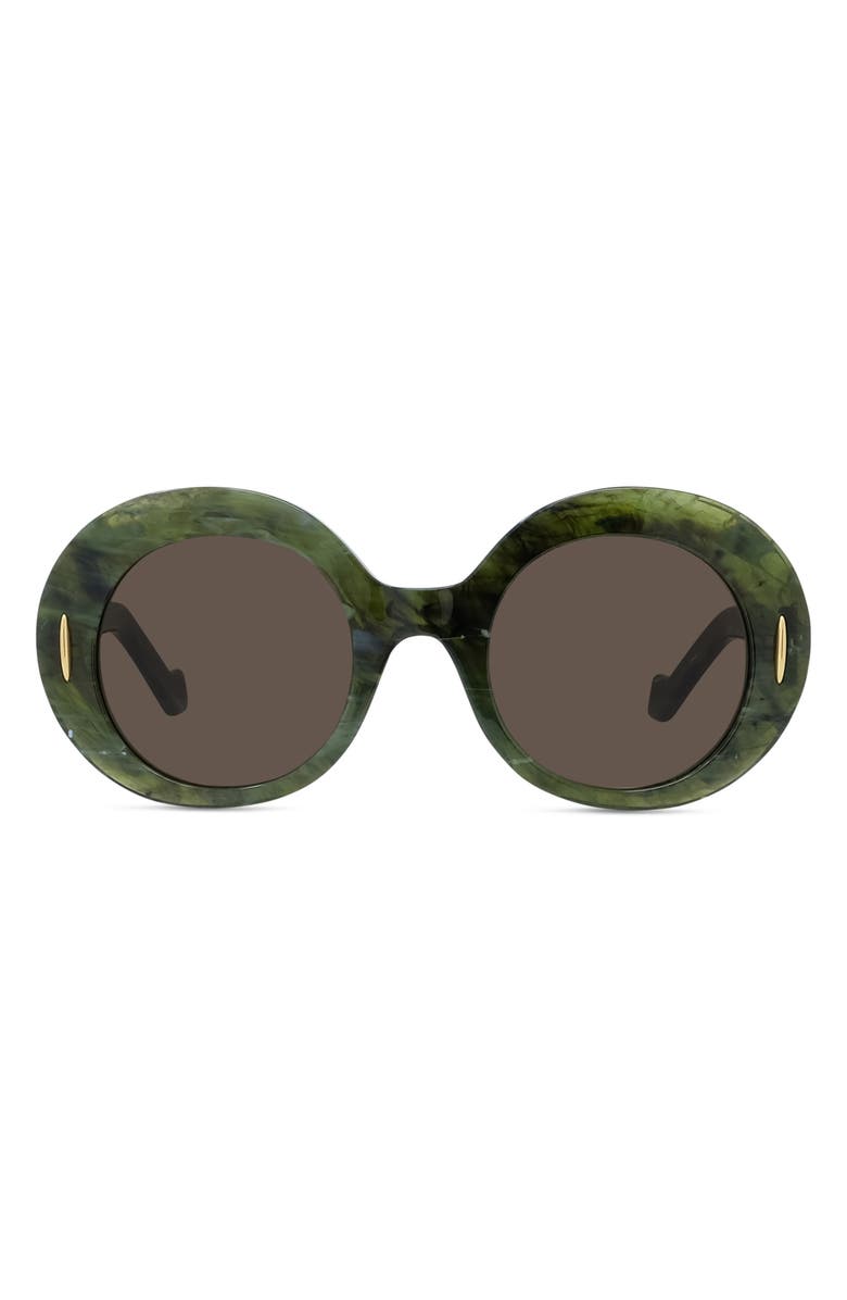 Loewe Anagram 50mm Oval Sunglasses, Main, color, Shiny Dark Green / Brown