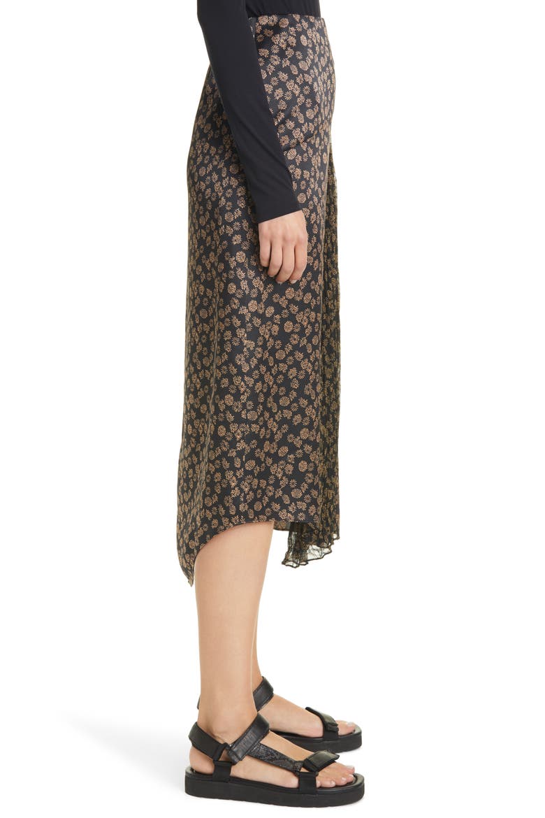 Zinnia Floral Ruched Skirt, Alternate, color, BLACK