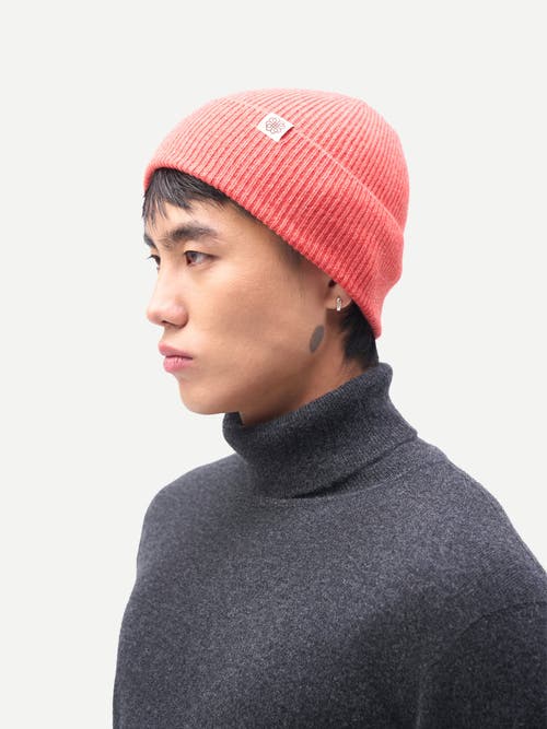 Gobi Cashmere Cashmere Rib Knit Beanie In Orange
