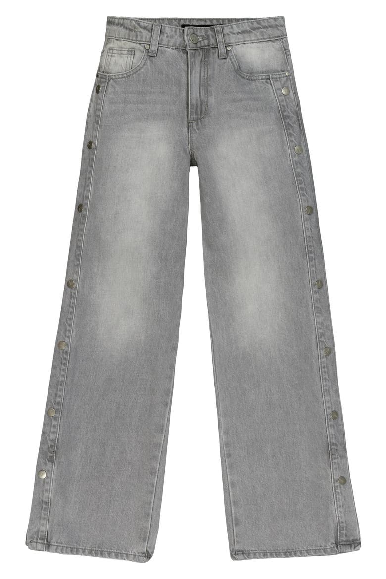 Kids' Mia Side Snap Wide Leg Jeans, Main, color, GREY