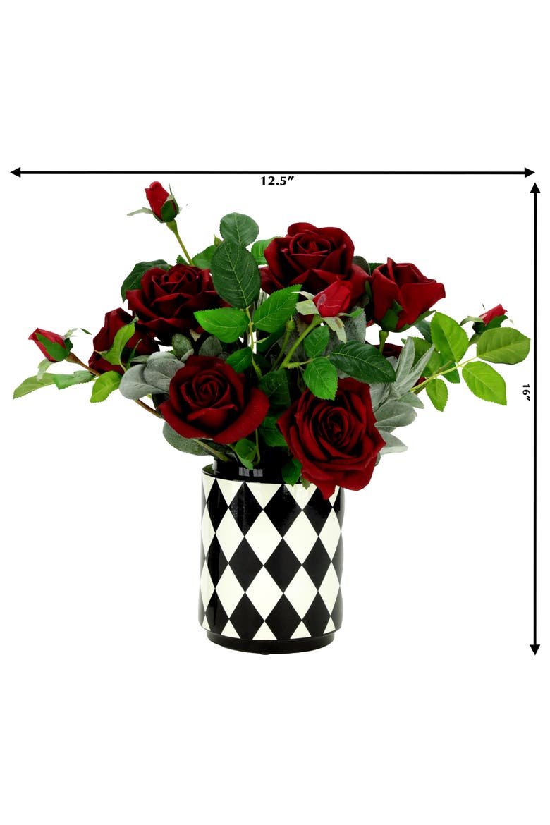 Rose Floral Arrangement  in Vase, Alternate, color, Red