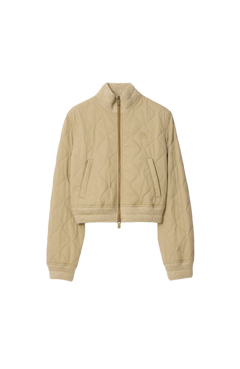 Burberry Quilted Gabardine Bomber Jacket, Alternate, color, Dune Beige
