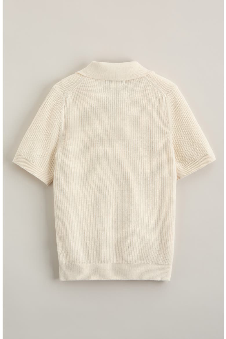 Kids' Waffle Stitch Johnny Collar Polo Sweater, Alternate, color, IVORY EGRET