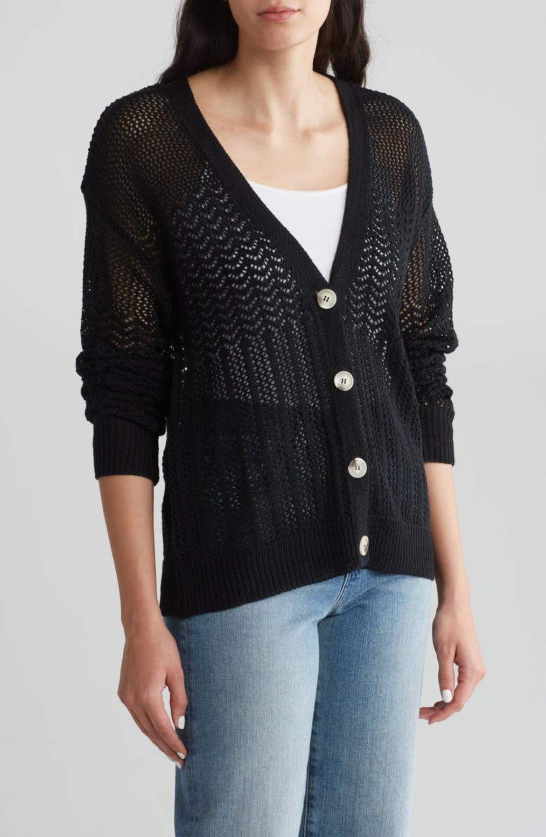 BY DESIGN Samoa Pointelle Cardigan, Main, color,