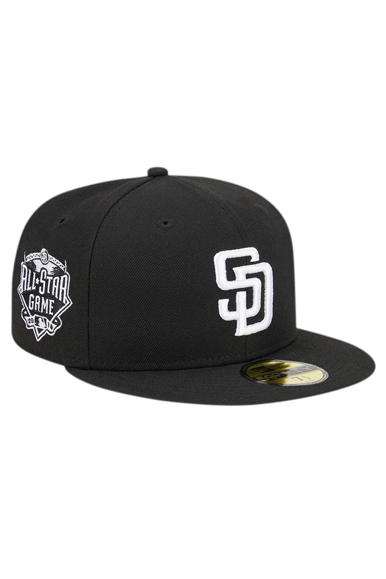 Men's New Era Black San Diego Padres Logo 59FIFTY Fitted Hat, Main, color, Black