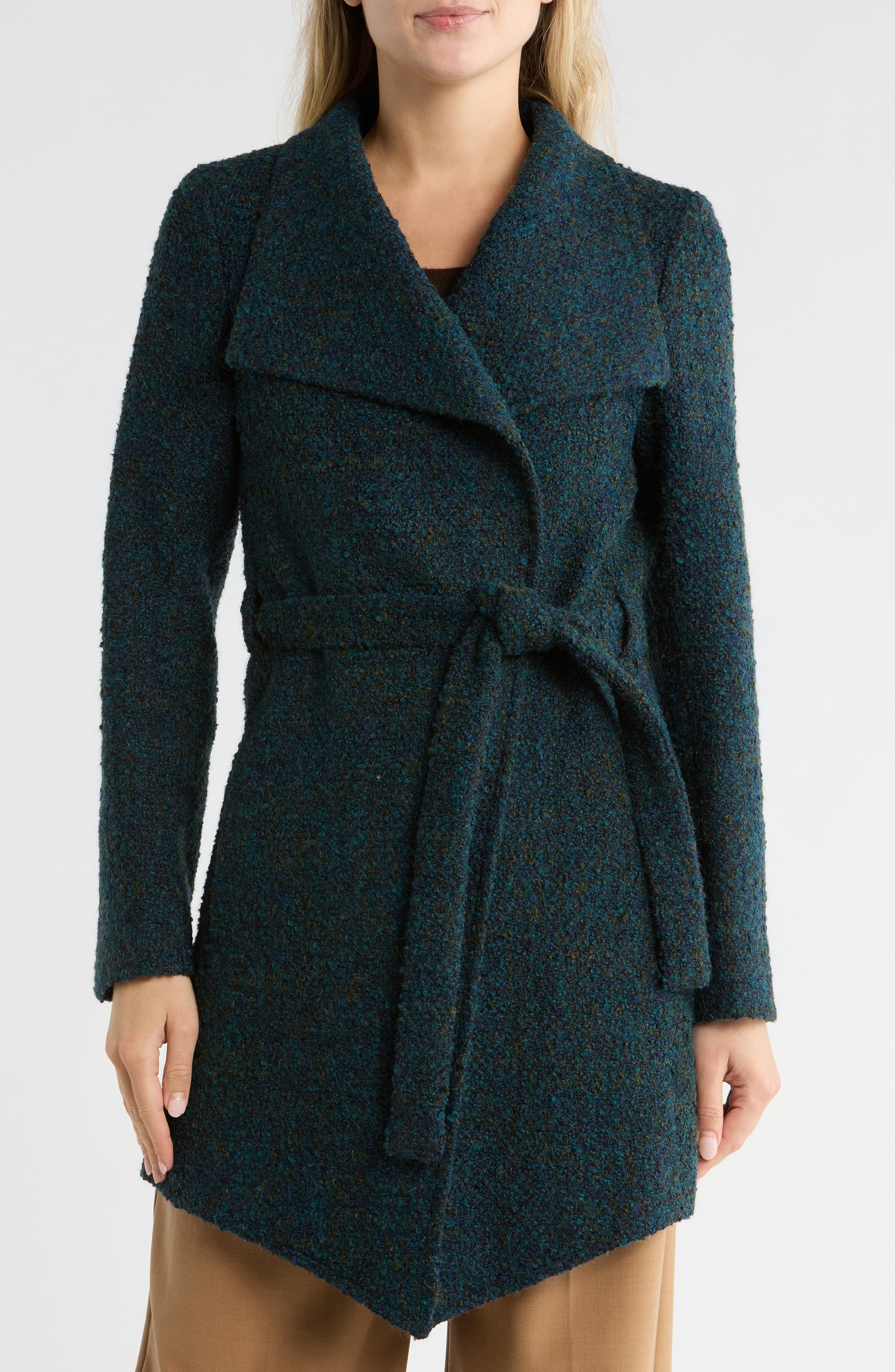 Fleurette Bouclé Wrap Coat