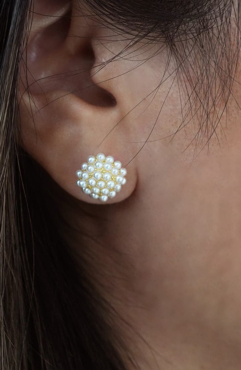 Argento Vivo Sterling Silver Faux Pearl Burst Stud Earrings, Alternate, color, 