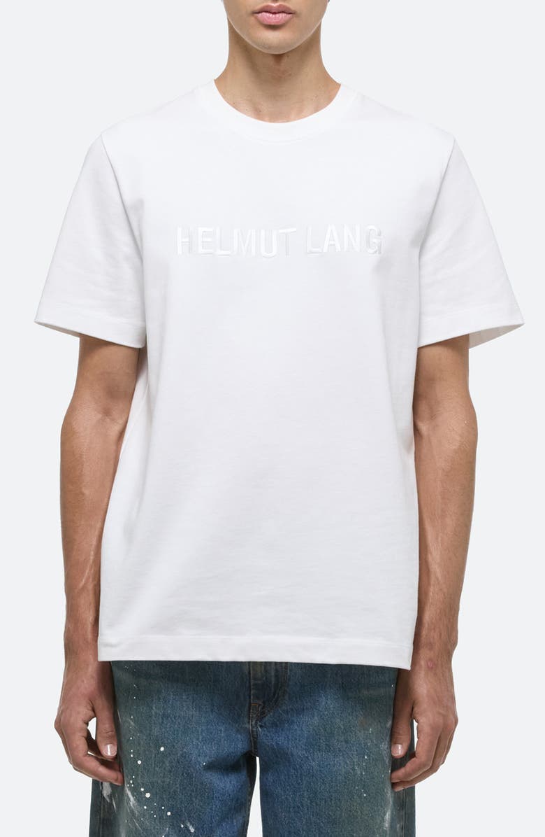 Helmut Lang Tonal Embroidered Logo T-Shirt, Main, color, Wht