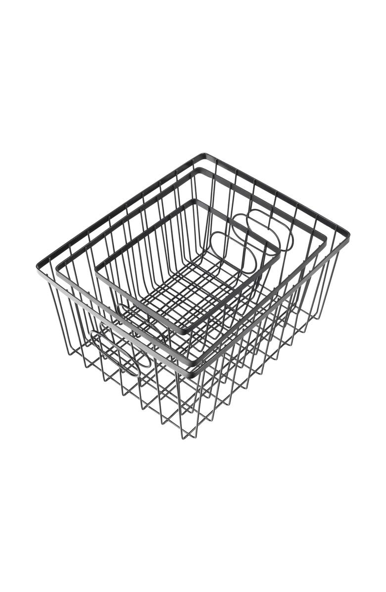 HAPPIMESS Camden Vintage Industrial Handmade Wire Metal Nesting Storage Baskets, Alternate, color, Black