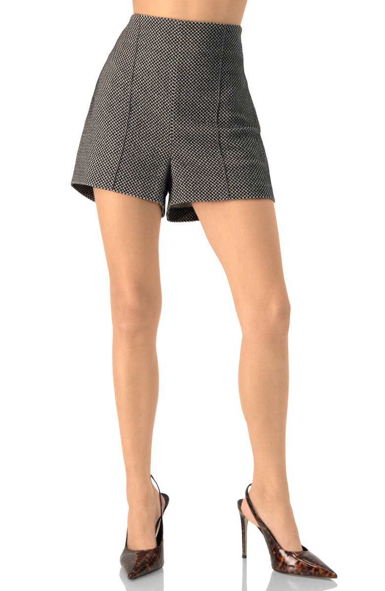 IVONNE Tailored Checkered Shorts, Main, color, Black