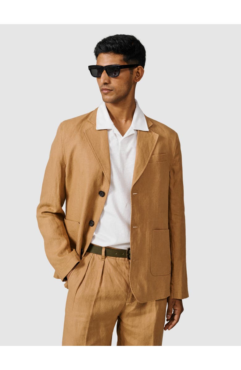 Aubin Belvedere Relaxed Linen Blazer, Main, color, Mustard