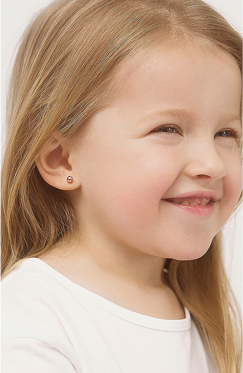 In Season Jewelry 14k Classic Ball Earrings, Alternate, color, Rose Gold