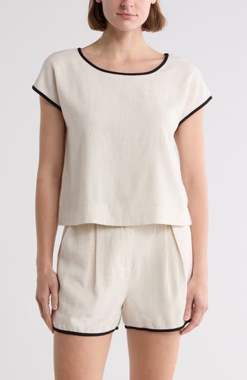 BLU PEPPER BLU PEPPER CONTRAST TRIM CAP SLEEVE TOP