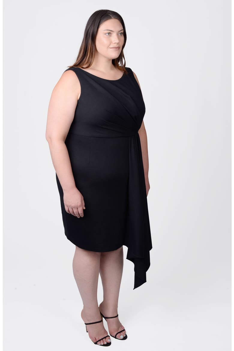Adele Draped Asymmetric Sheath Dress, Alternate, color, BLACK