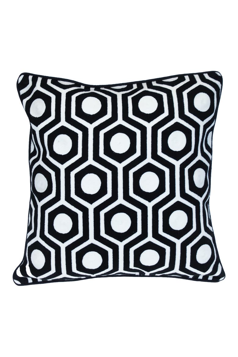 Ursae Embroidered Throw Pillow, Main, color, BLACK
